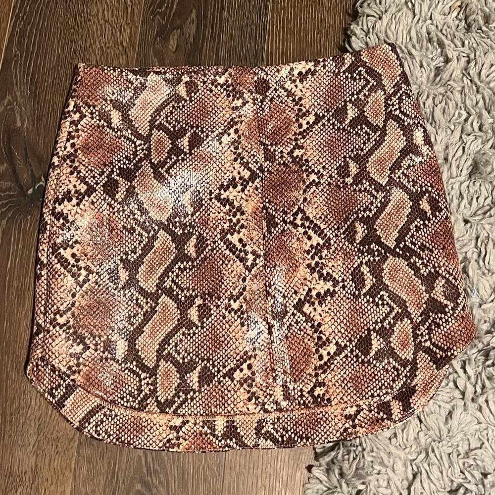 Snake Print Leather Skirt